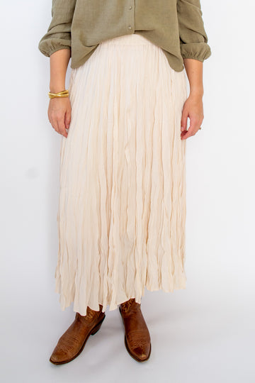 Crinkled Maxi Skirt - Cream