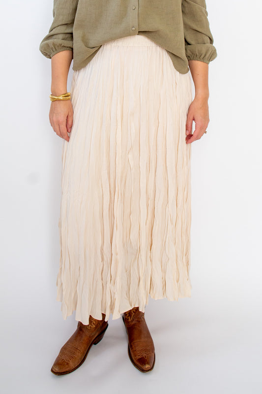 Crinkled Maxi Skirt - Cream