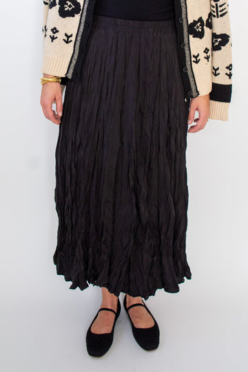 Crinkled Maxi Skirt - Black