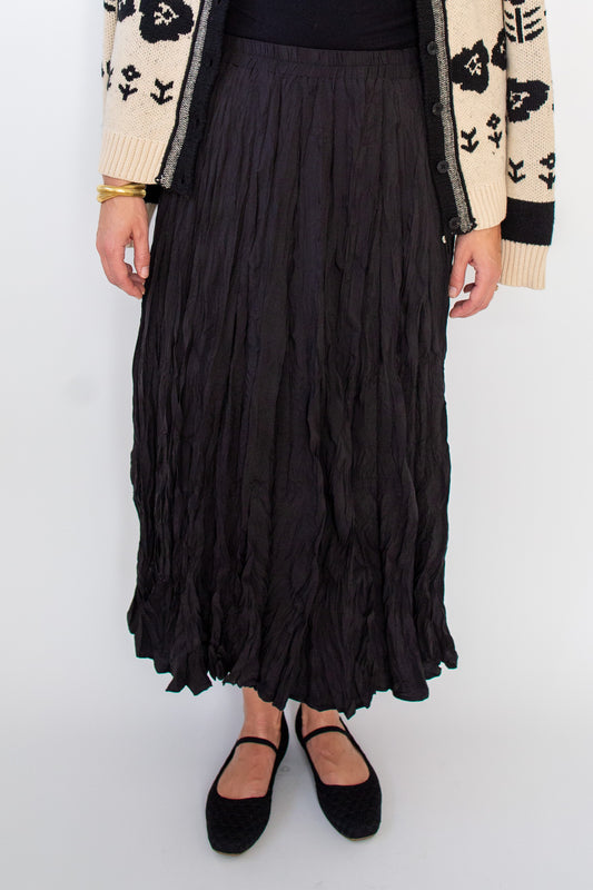 Crinkled Maxi Skirt - Black