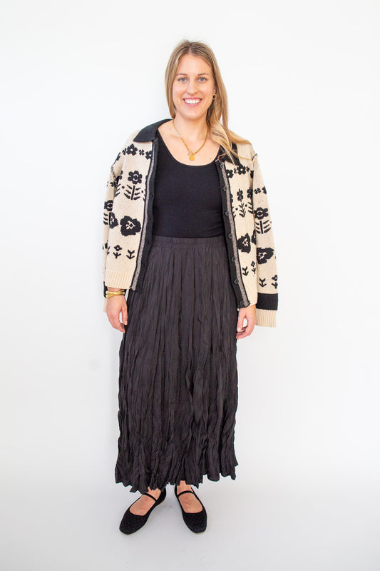 Crinkled Maxi Skirt - Black