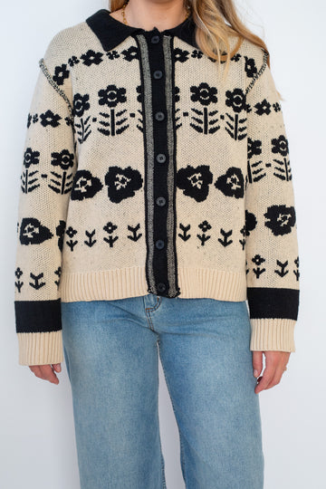 Floral Jacquard Knit Cardigan