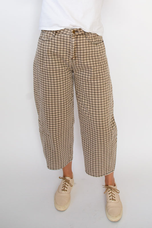 Mini Checker Barrel Pants