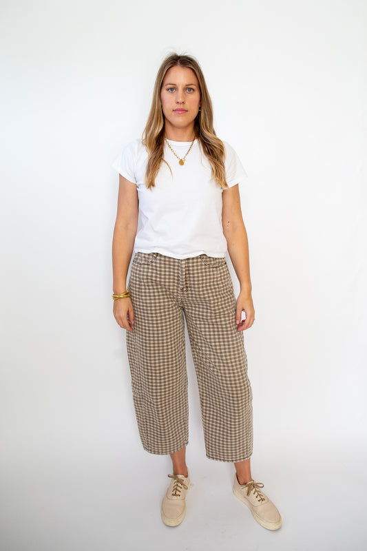 Mini Checker Barrel Pants