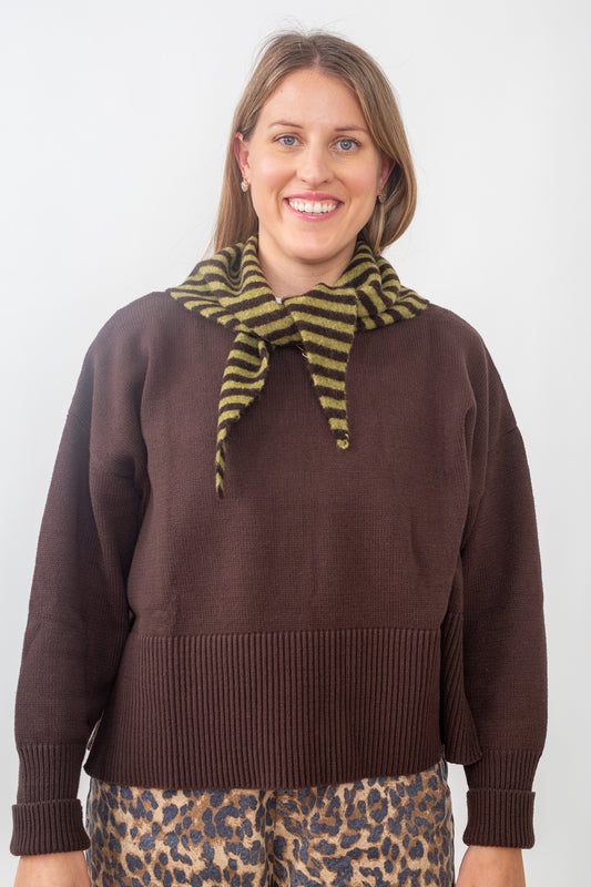 Wool Blend Striped Triangle Scarf