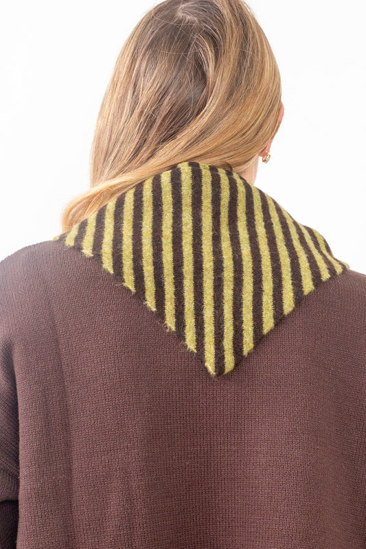 Wool Blend Striped Triangle Scarf