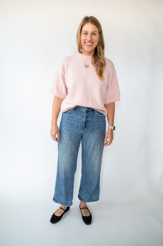 Light Mauve Short Sleeve Sweater