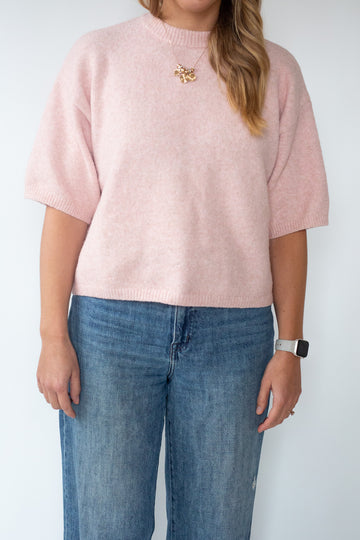 Light Mauve Short Sleeve Sweater