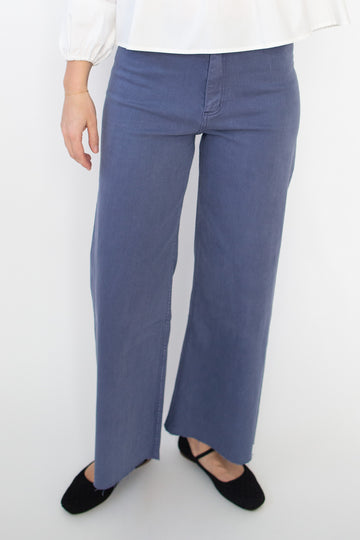 Maggie Wide Leg Denim Pants - Dusty Blue