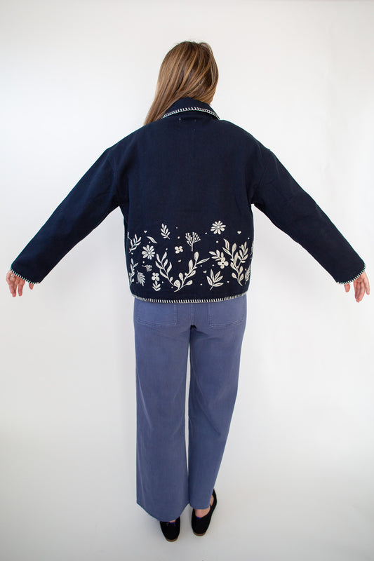 Embroidered Navy Jacket