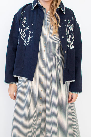 Embroidered Navy Jacket