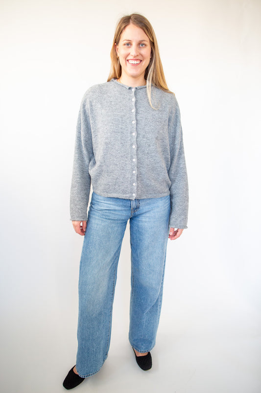 Heather Grey Piper Cardigan