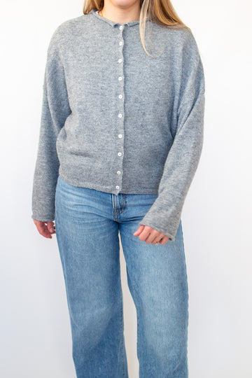 Heather Grey Piper Cardigan