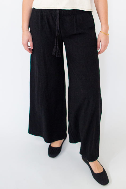 Linen Smocked Waist Pants