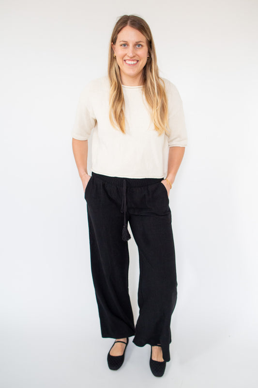Linen Smocked Waist Pants
