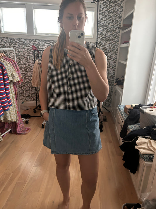 GINGHAM BUTTON-UP TANK TOP