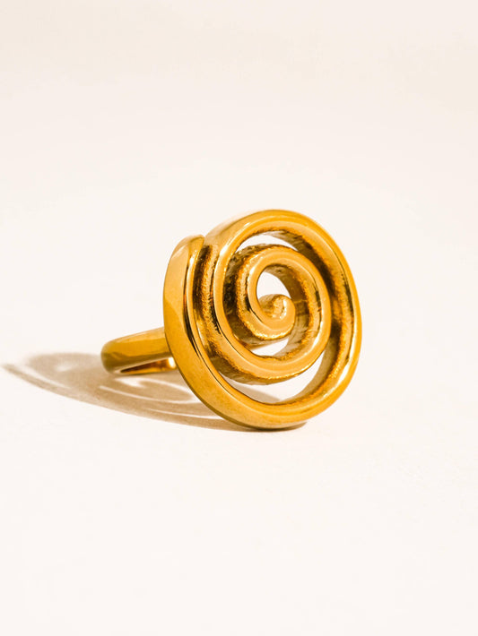 18K Gold Spiral Statement Ring