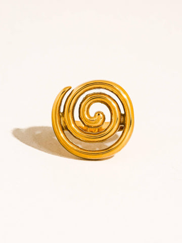 18K Gold Spiral Statement Ring